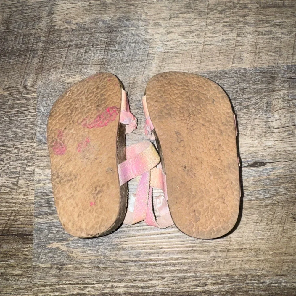OshKosh B'gosh Faith Toddler Girls 5M Rainbow Glitter Braided Sandals Pink